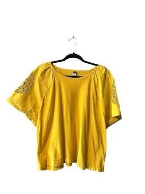 Old Navy Mustard Yellow Boho Short Sleeve Top